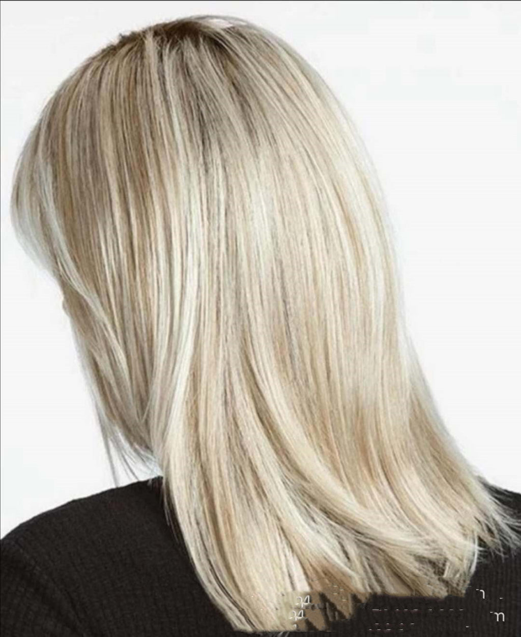 Long cheveux moyen Platinum Faits saillants Brun Gradient teint Cheveux chimiques fibre