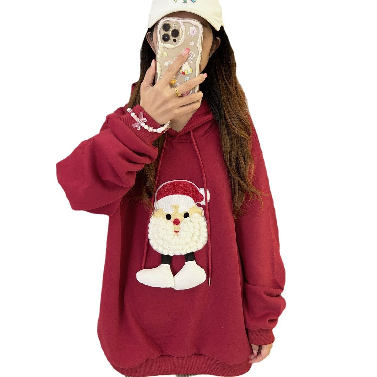 Noel Parent-child Outfits Romper et Hoodie à capuche doublés de polaire