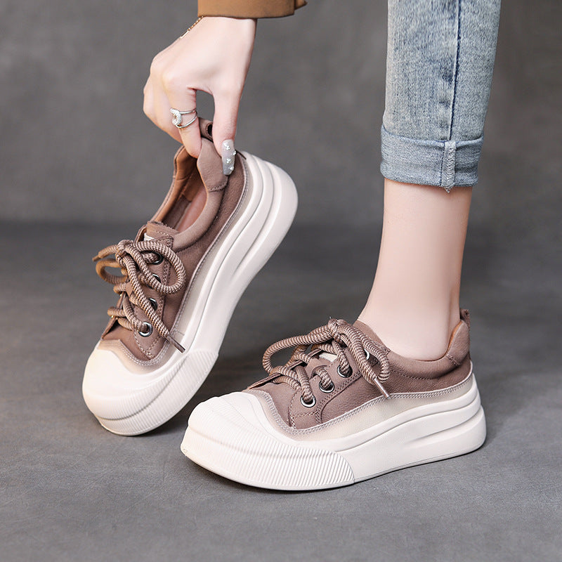 Chaussures en cuir de vache à grains complets pour femmes
