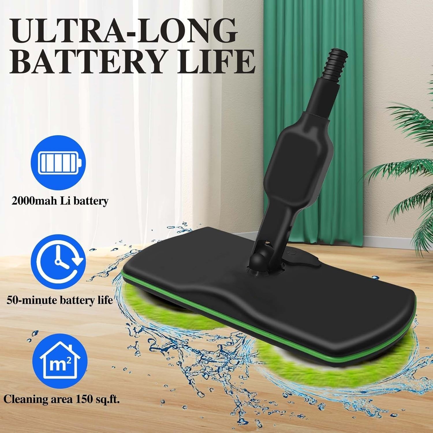 UK Cordless Power Electric Spinning Mop Nettoyeur de sol rechargeable Scrubber