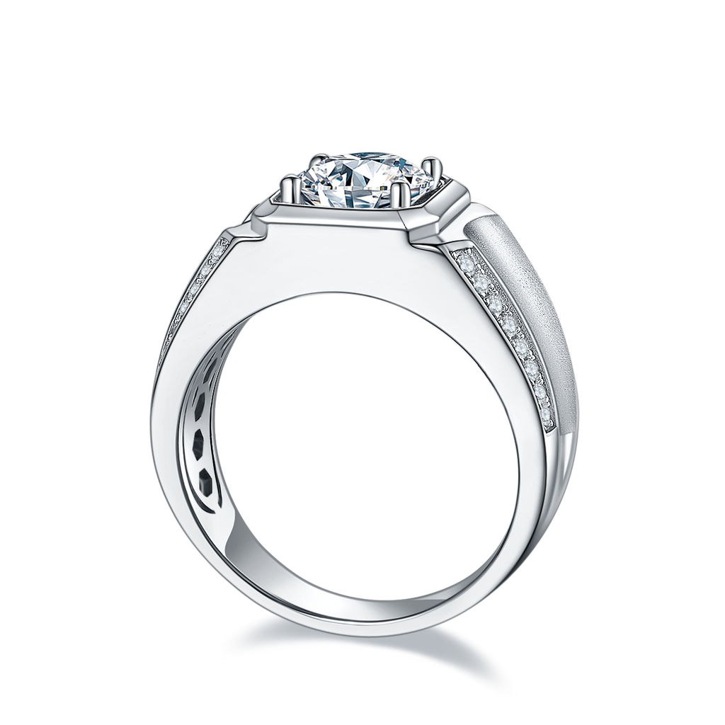 S925 Argent Sterling 2ct Moissanite Anneau Homme