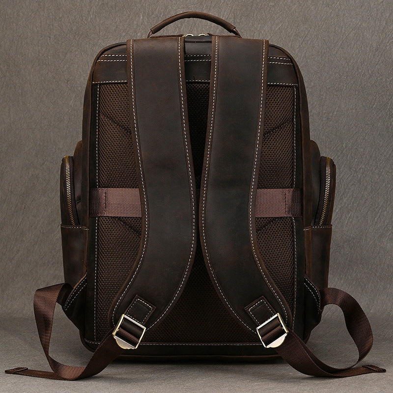 Hommes Retro Saddle-Leather Backpac Grande Capacité Cuir véritable