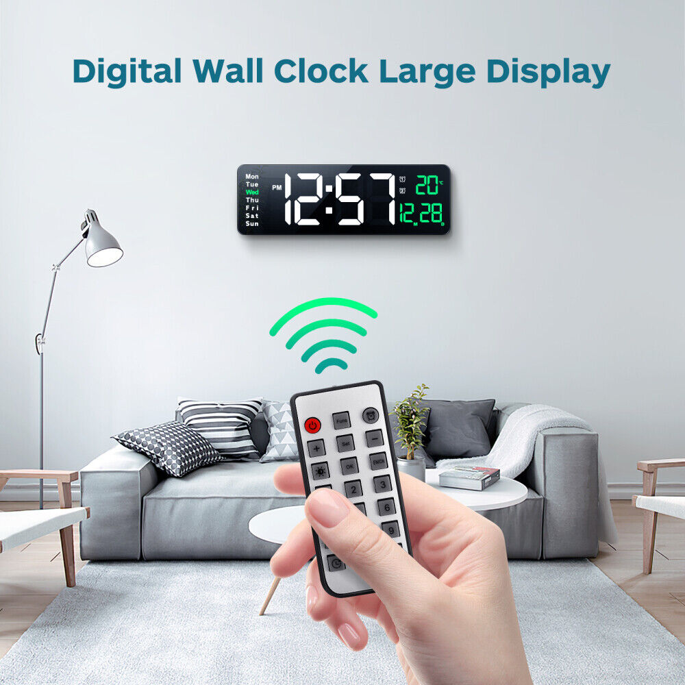 Horloge numérique LED 16 pouces - Plug-in