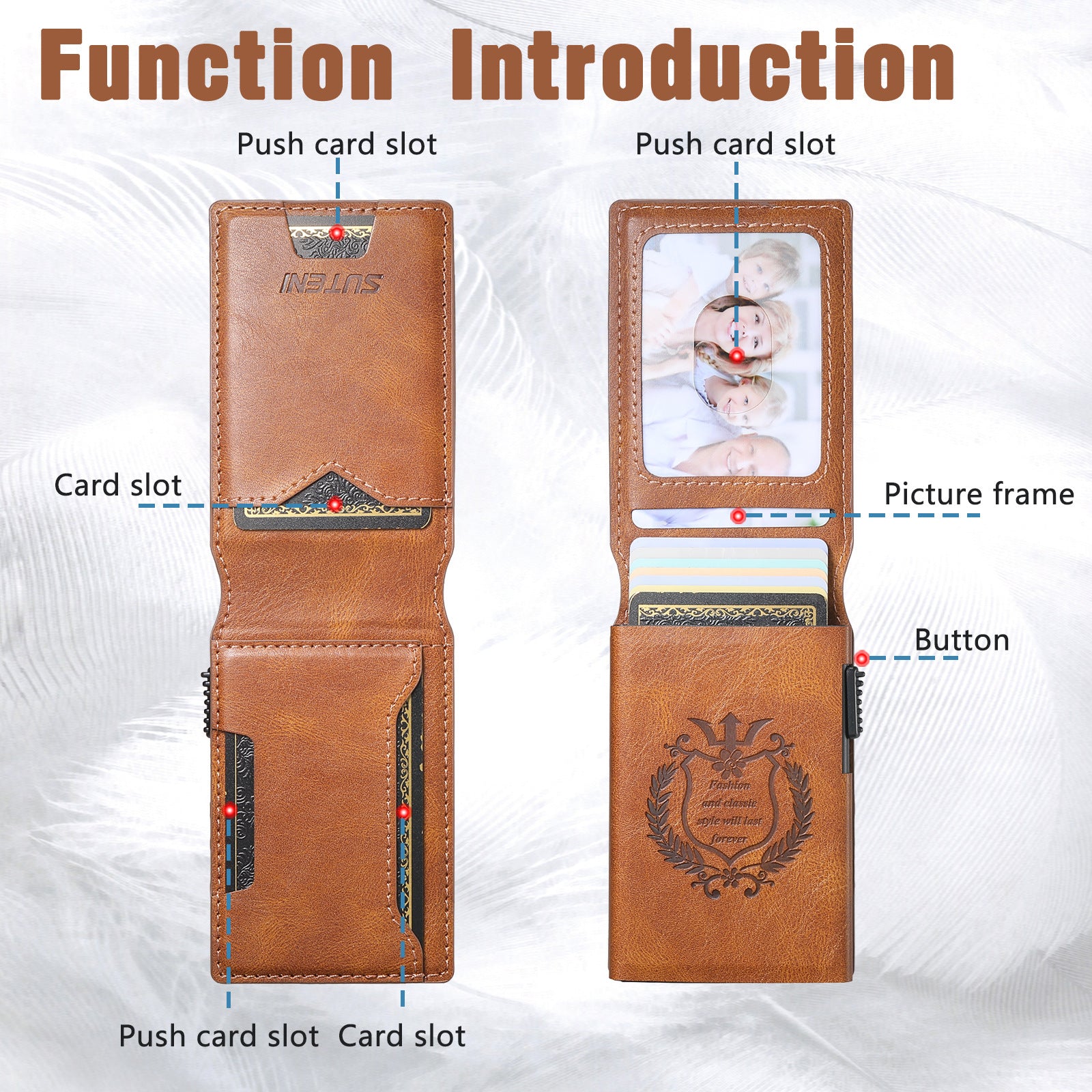 Porte-cartes en cuir pour la cire d'huile de grain brillant