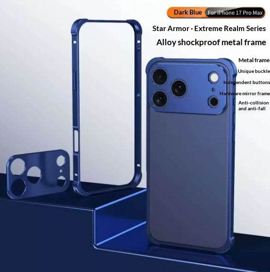 Four-corner résistant à la chute Seahorse Buckle Phone Case Cadre en métal