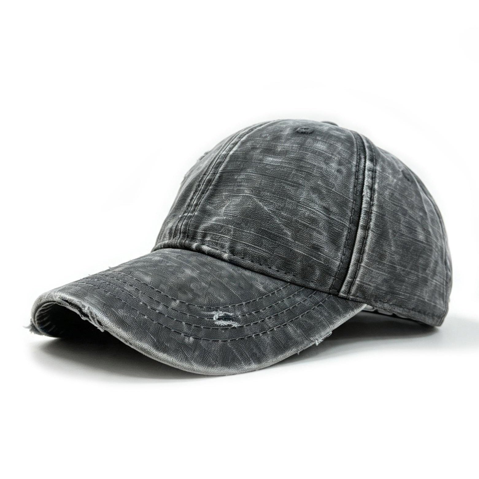 Street Fashion Retro Détresse Denim Holey Casquette de baseball avec haut doux et casual courbé B