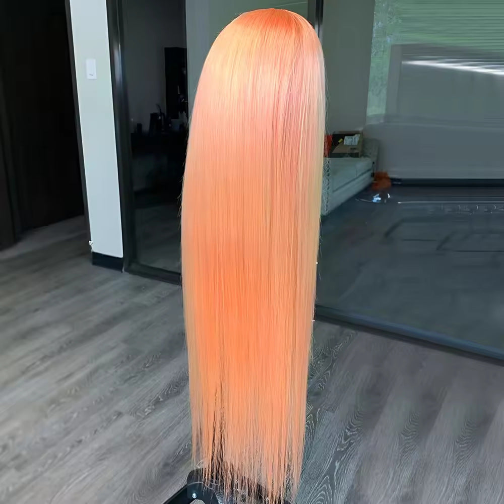 Lumière Orange Long cheveux droit 134 Dentelle avant fibre chimique fibre haute température fibre perruque H
