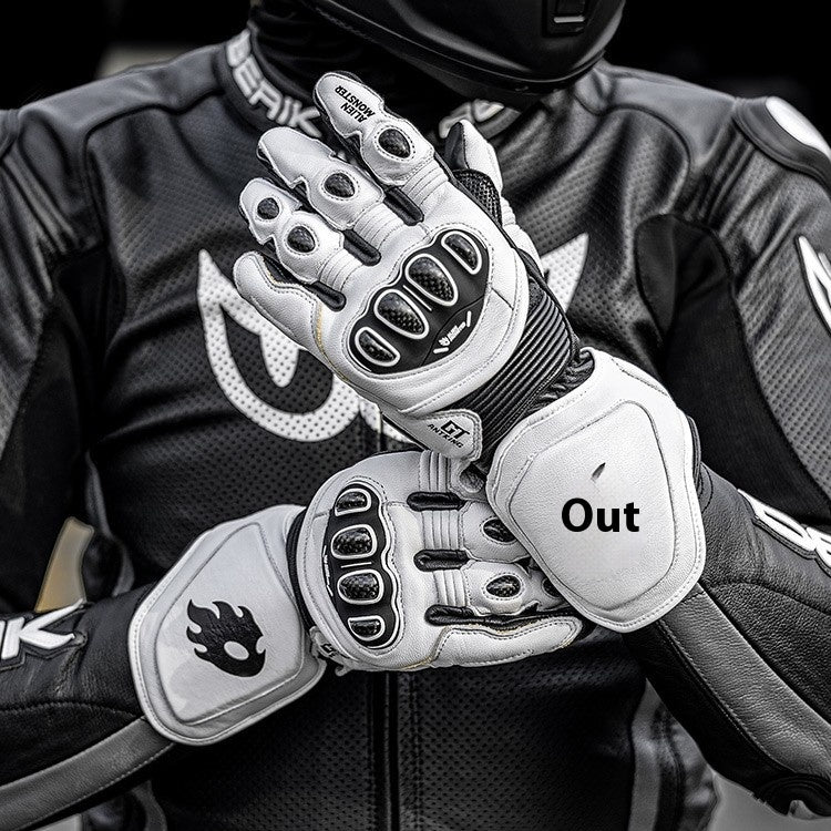 Gants en fibre de carbone longue piste de moto
