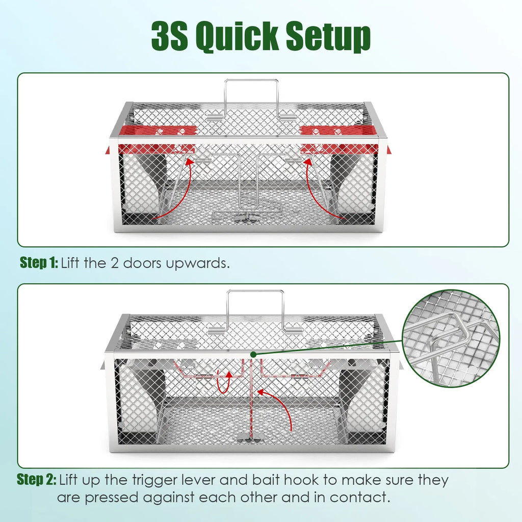 2Pcs Humane Mouse Trap Cage - Dual-Door Design pour la capture continue