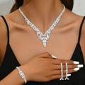 Ensemble de bijoux CZ 3Pcs pour femmes Poire à feuilles creuses