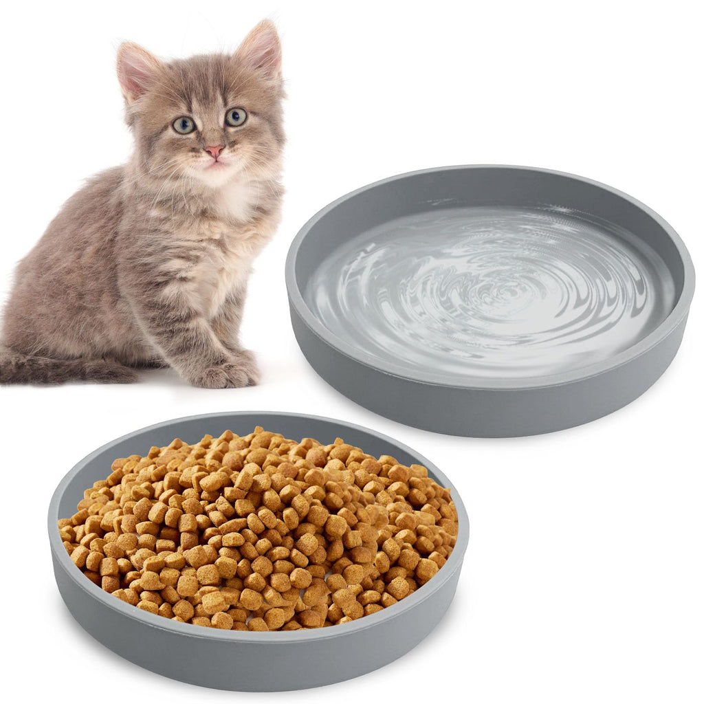 Silicone Cat Food Bowl Plats peu profonds Large Cats Bowls Kitty Plates Relief Whisker Fatigue