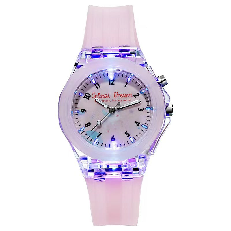 Montre modèle de fruits lumineux pour enfants en silicone caricature