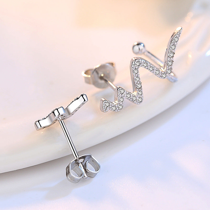 Collier en argent Collier de foudre coréen Femme simple ECG Décodage Collier court Clavic