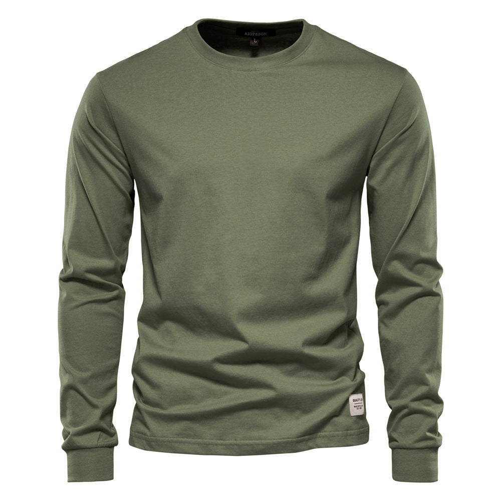 Autumn Trendy Long-Sleeved European-style Homme Solid Color Long-Sleeved Top High Street M
