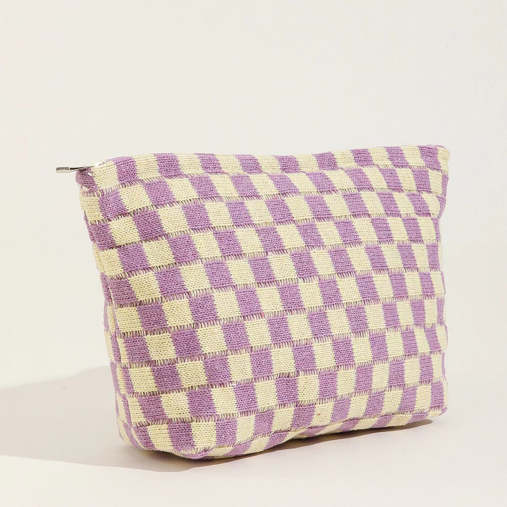Sac de maquillage de tableau de vérification de fils de grande capacité