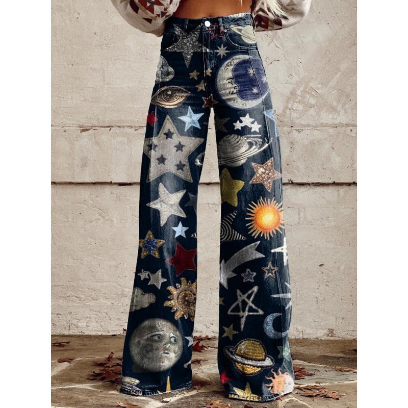 Pantalons de denim imprimés pour femmes