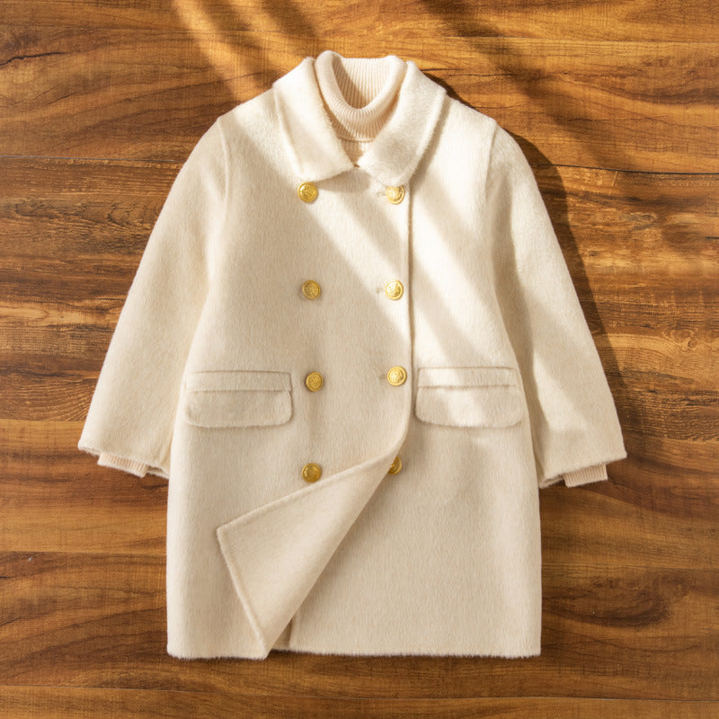 Manteau en laine à double face pour filles