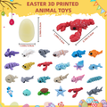 24PCS Imprimé 3D Mini animaux d'océan avec 6 oeufs de Pâques