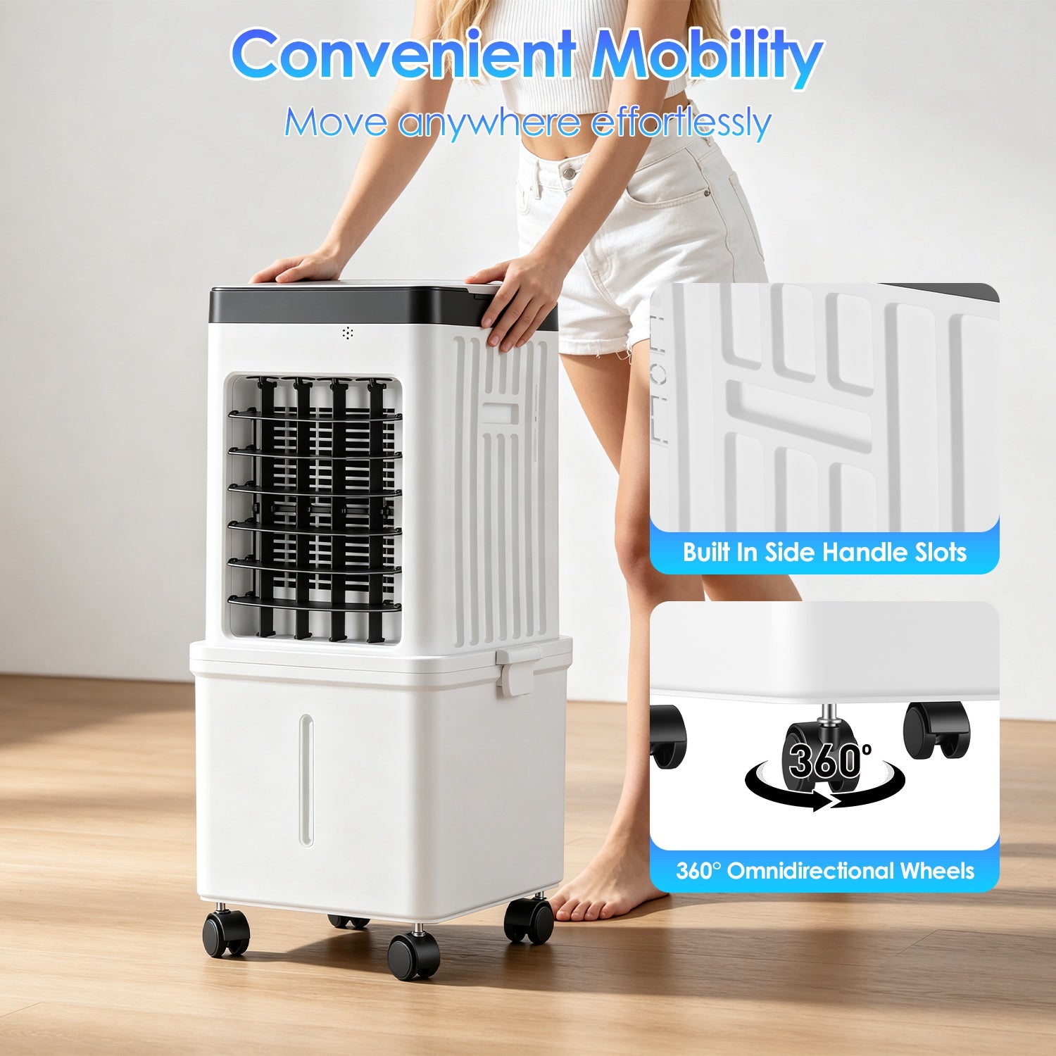 Ventilateur de refroidisseur d'air portable 12L Climatiseur par évaporation avec double touche de réservoir d'eau à 3 vitesses