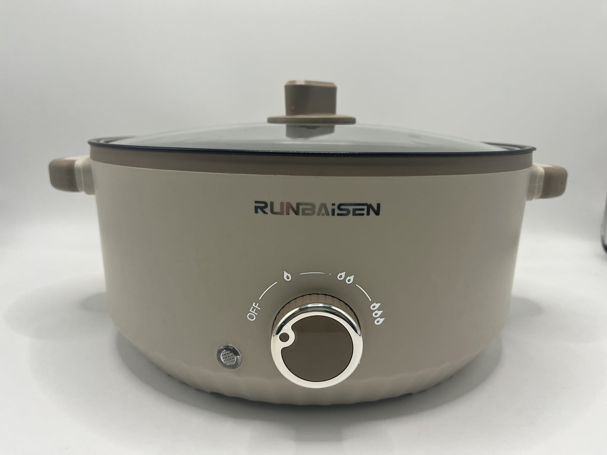 4.5L Électrique Slow Cooker Glass Lid Non Stick Rice Cuisson Poêle à frire