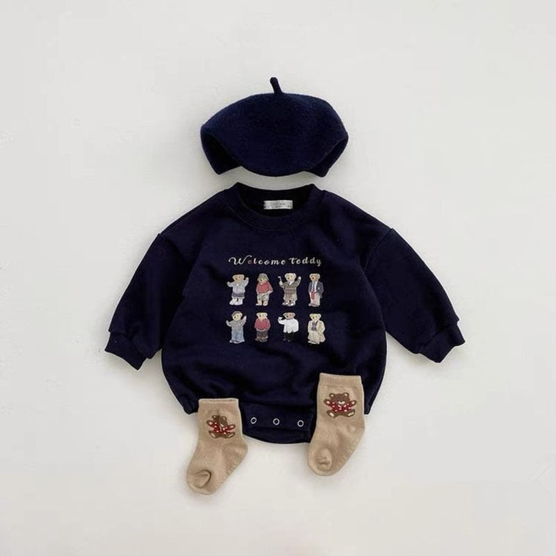 Chandail de coton de bébé à manches longues Caricature Lettre Casual Romper
