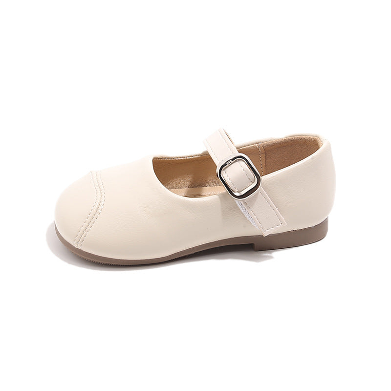 Chaussures en cuir simples et polyvalentes pour petites filles