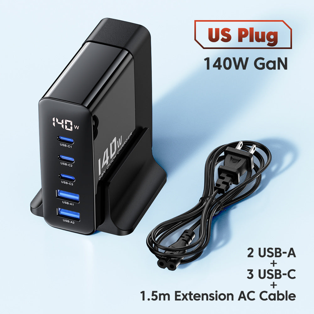 Affichage numérique 140W Gallium Nitride GaN Chargeur 3C2A Charge rapide