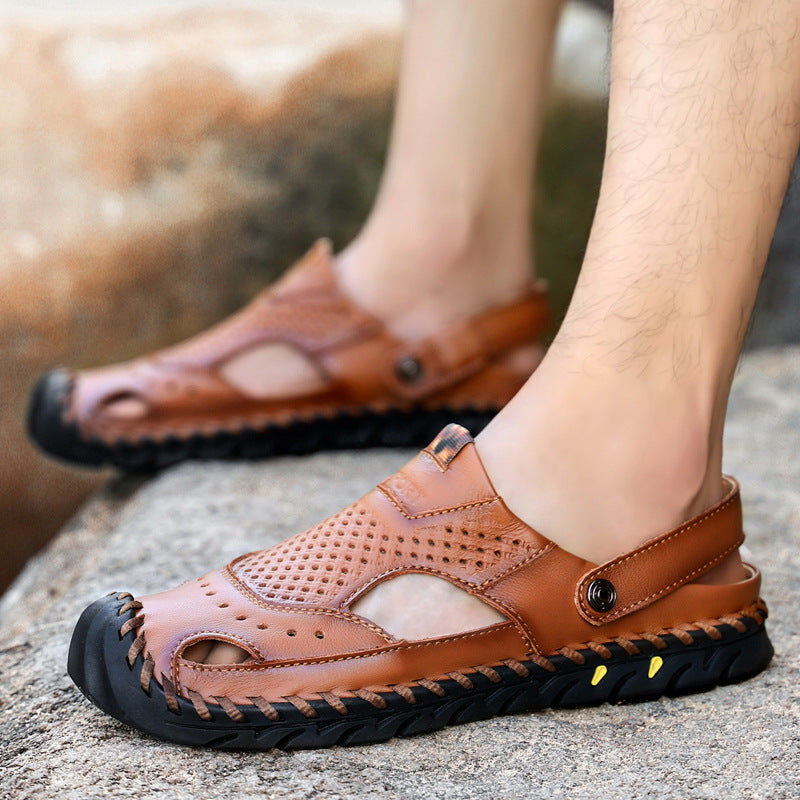 Chaussures de plage pour hommes en plein air à couture manuelle