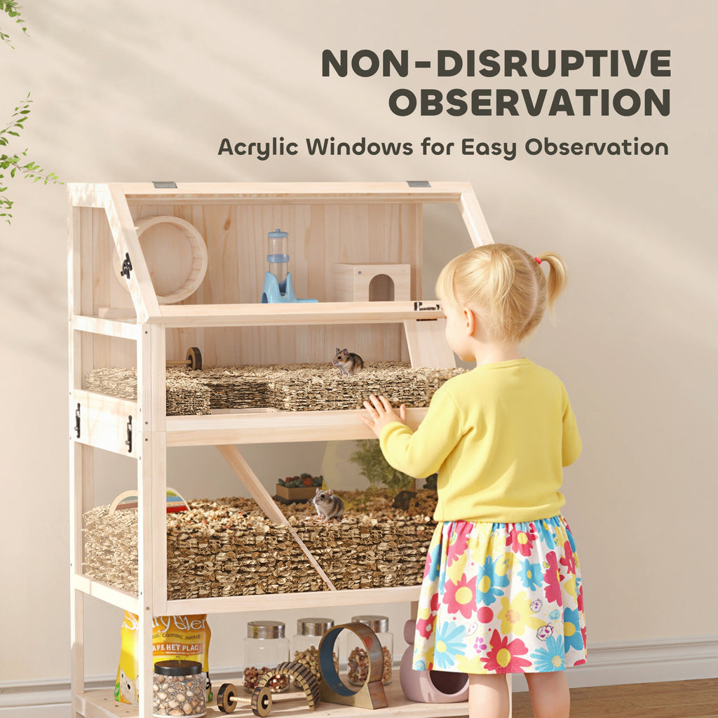 Cage de hamster en bois avec plancher inférieur amovible