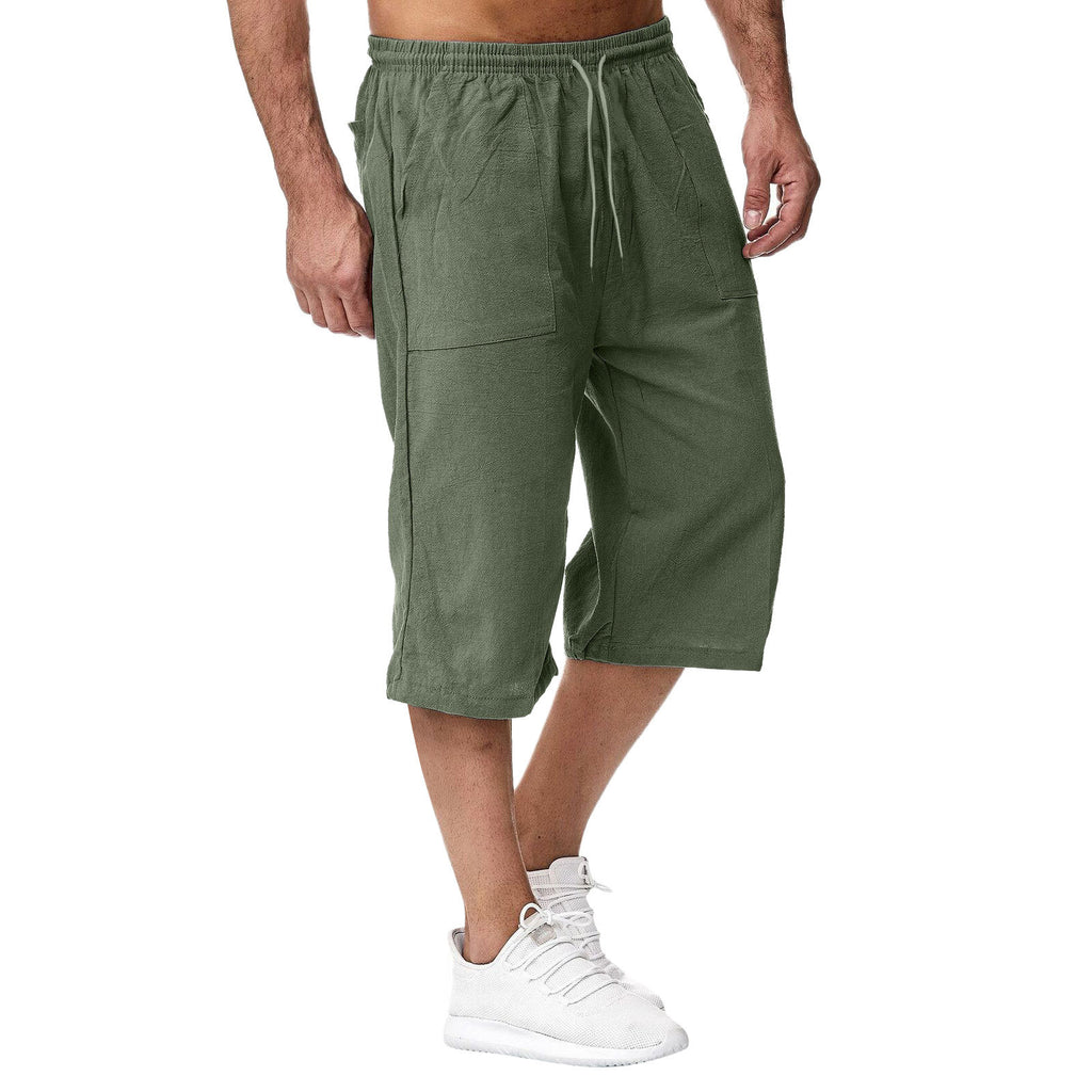 Amazon Europe and America Men's Casual Cotton-Line Sports Pantalons Été Cotton-Line Cropp