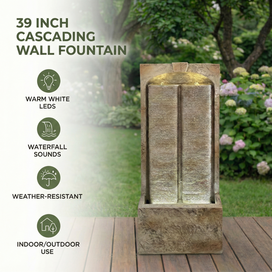 Fontaine extérieure d'eau de 39 pouces avec pompe