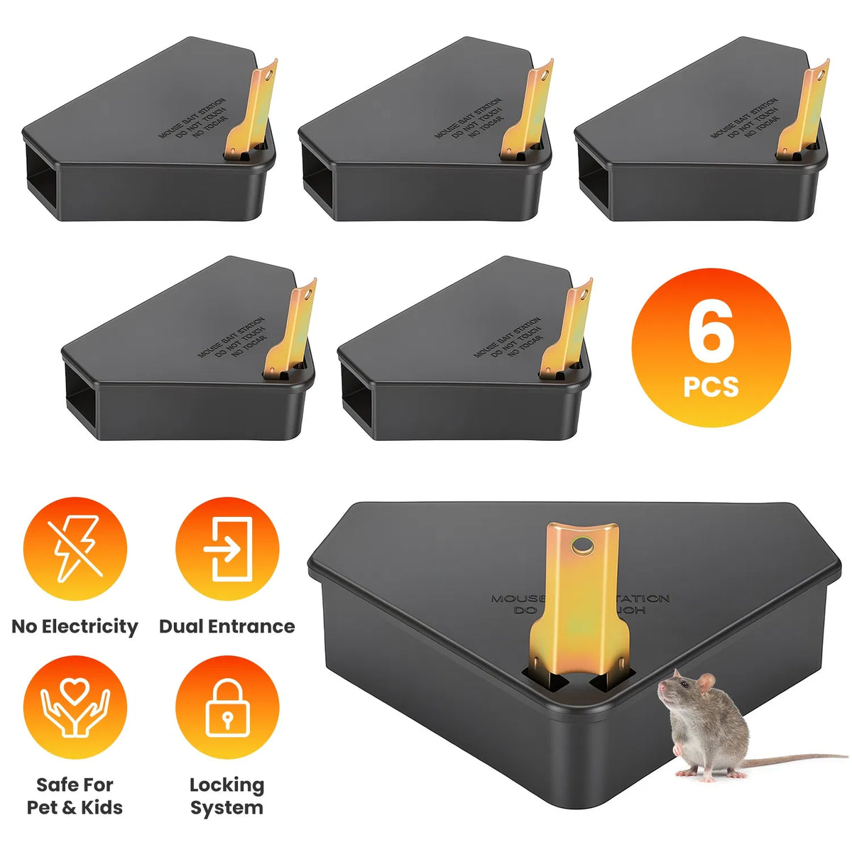 6 packs station d'appâts de souris avec clés résistant aux tambours intérieur extérieur boîte d'appâts Reus