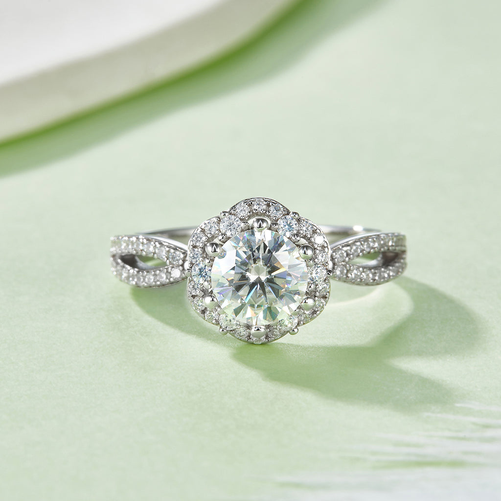 S925 Argent Sterling 1ct Anneau de Moissanite