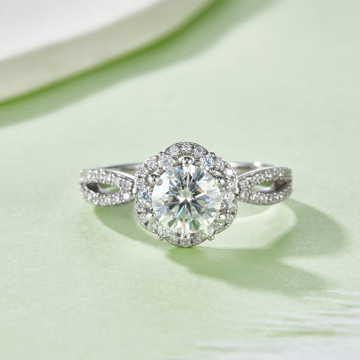 S925 Argent Sterling 1ct Anneau de Moissanite