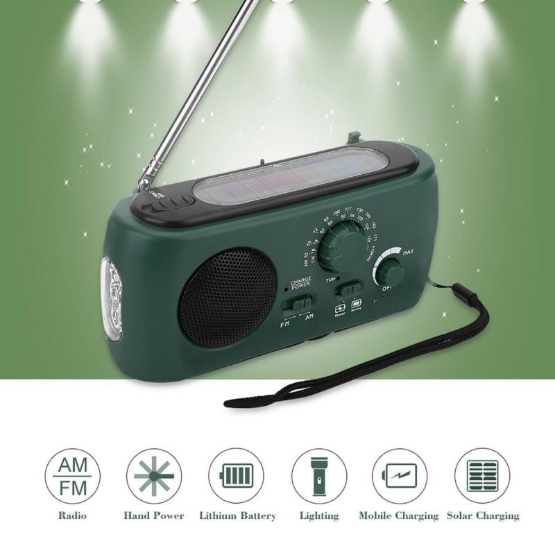 AM FM lampe de poche solaire LED Main Crank Radio rechargeable