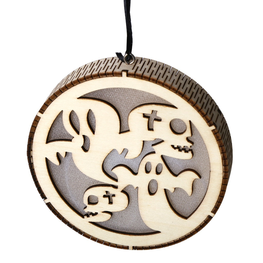 En bois Halloween ronde ordinateur Laser Hollow Witch Wizard citrouille Haunted House Chat noir