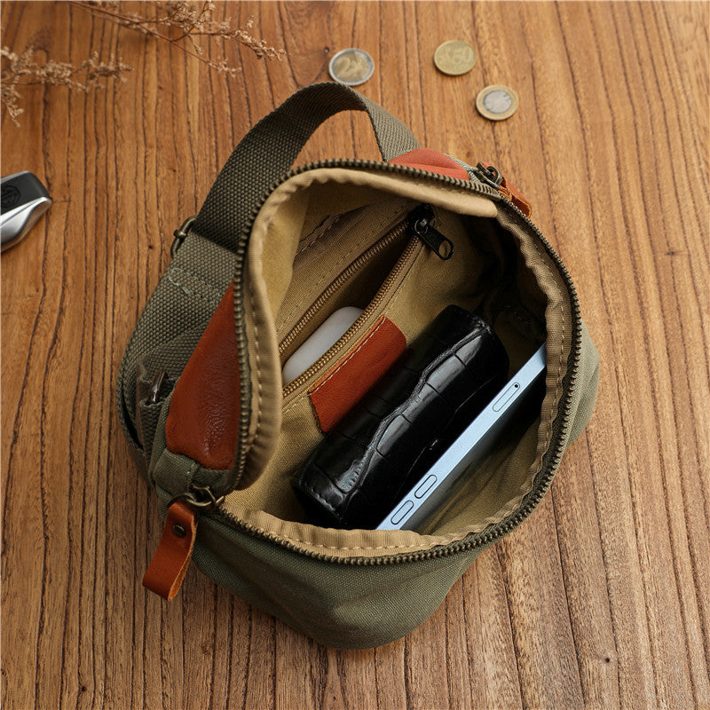 Minimalist Niche Artistic Street-Style Vintage Pure Cotton Canvas Crossbody Sac