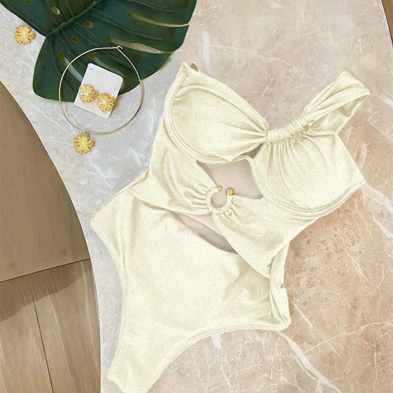 Maillot de bain étanche à une épaule avec design push-up et coupe