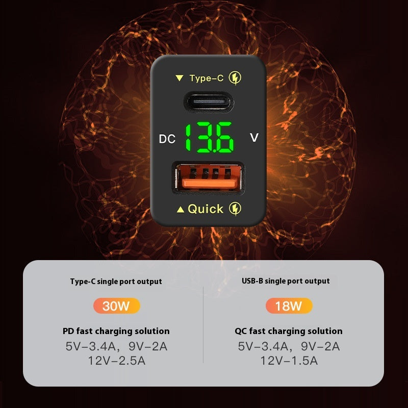 48W QC30 Fast Charge Car Modification Mobile Phone Charger