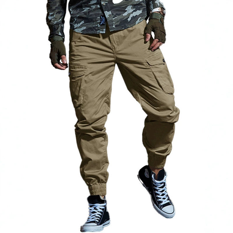 Pantalons de travail multi-poches pour hommes Slim-fit