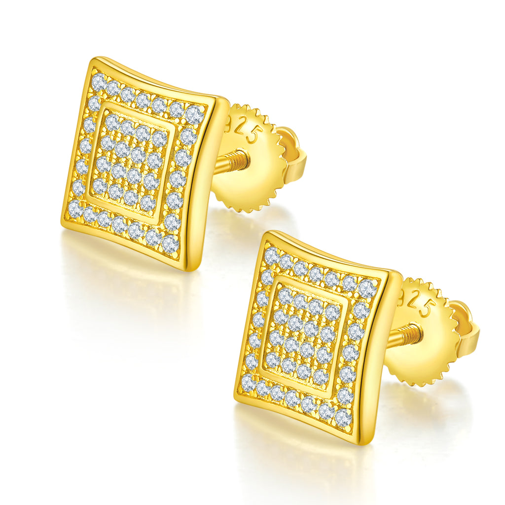 S925 Argent Sterling 76pcs D Couleur VVS1 Moissanite Carré Boucles d'oreilles Sterling 10mm Vis dos Hy