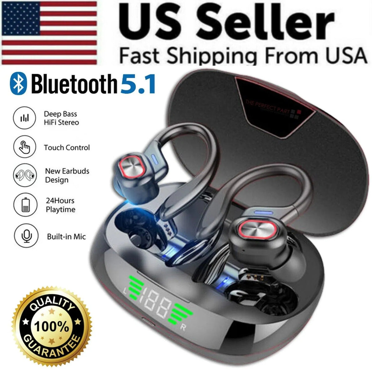 Casque Bluetooth 5.1 Écouteurs sans fil True Ecouteurs Casque HiFi Sport TWS