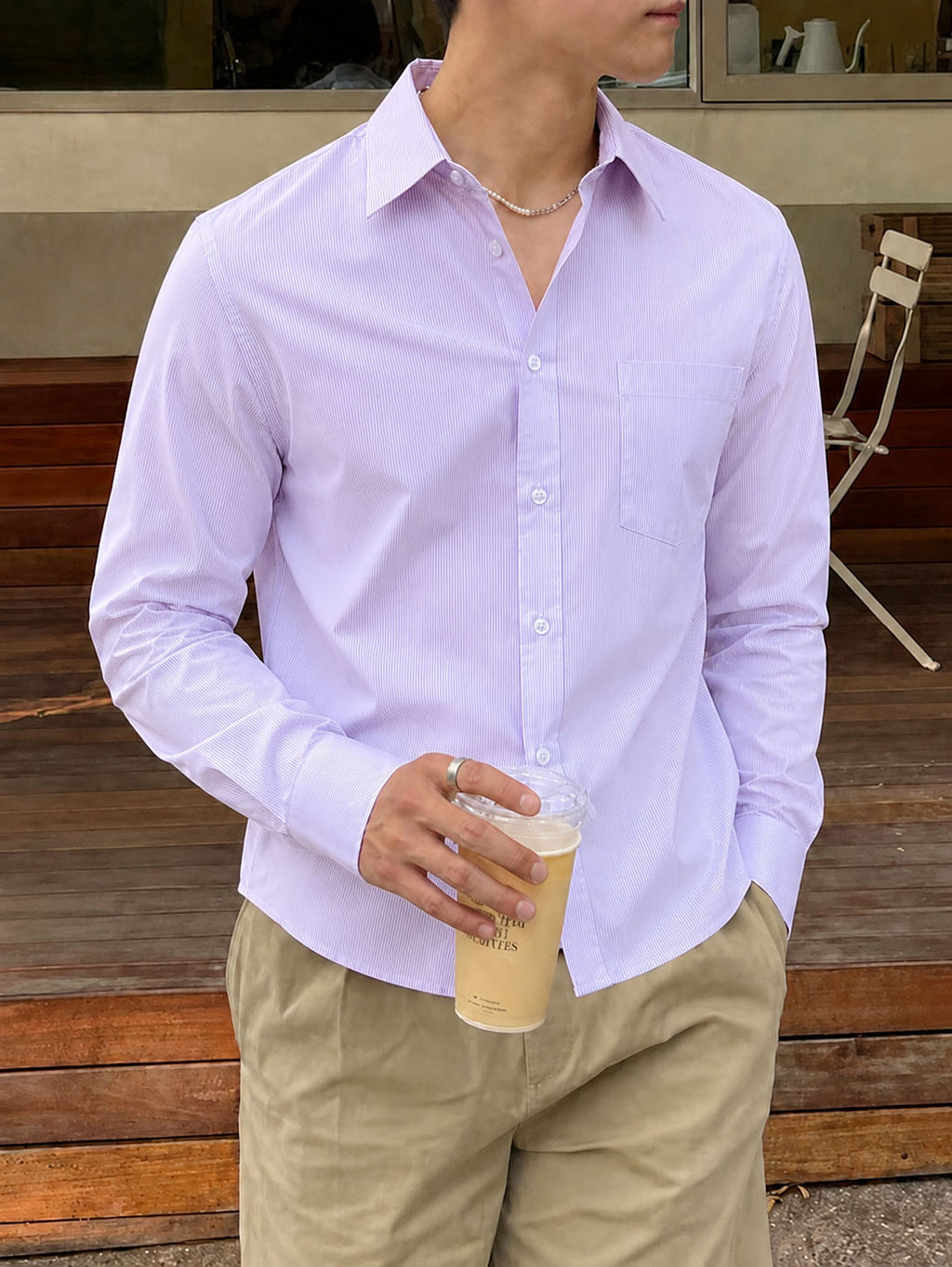 Chemise - Chemise décontractée pour homme à manches longues pleines en plein air
