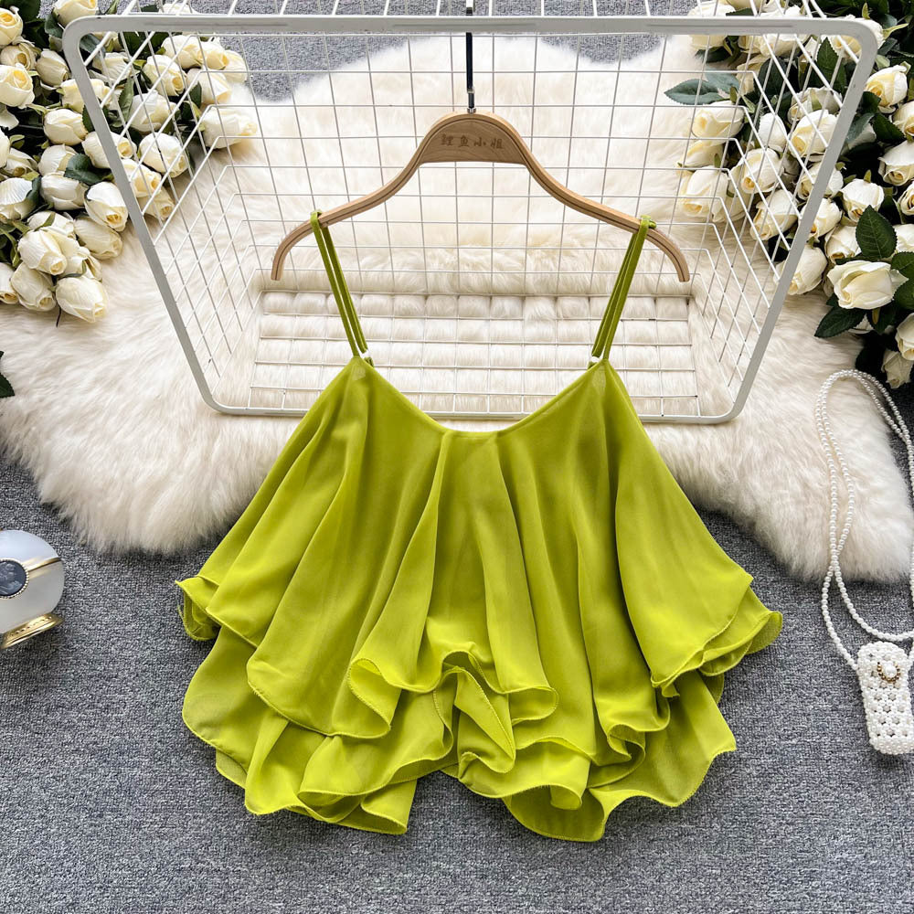 Femmes Solide-couleur Versatile Loose-fit Sans manches Mousseline Camisole