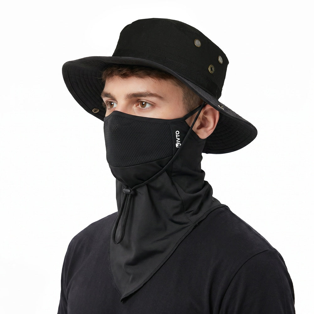 Masque de visage en soie de glace protecteur du soleil pour hommes Chapeau rond