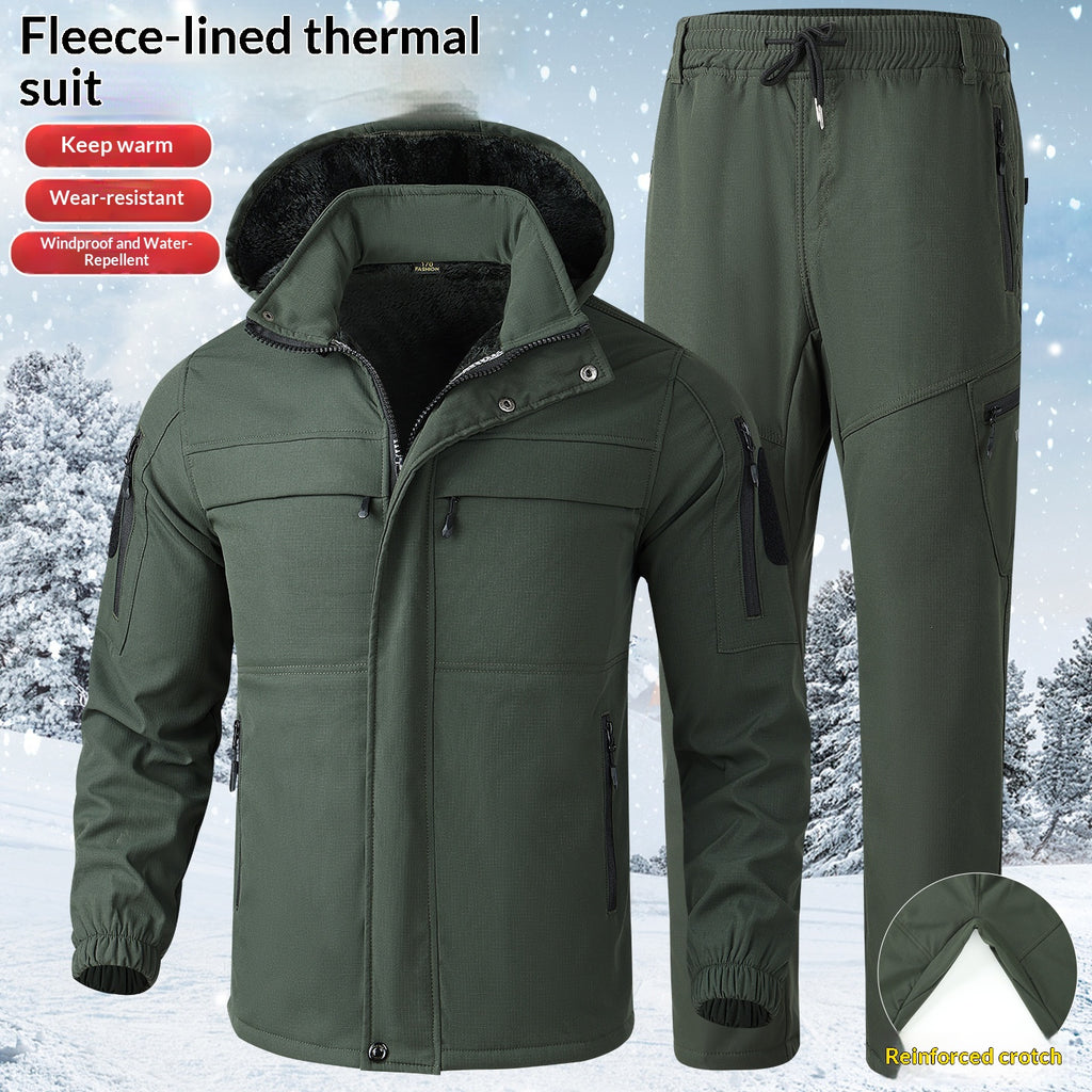 Veste et pantalons de brise-vent doublés de polaire pour hommes