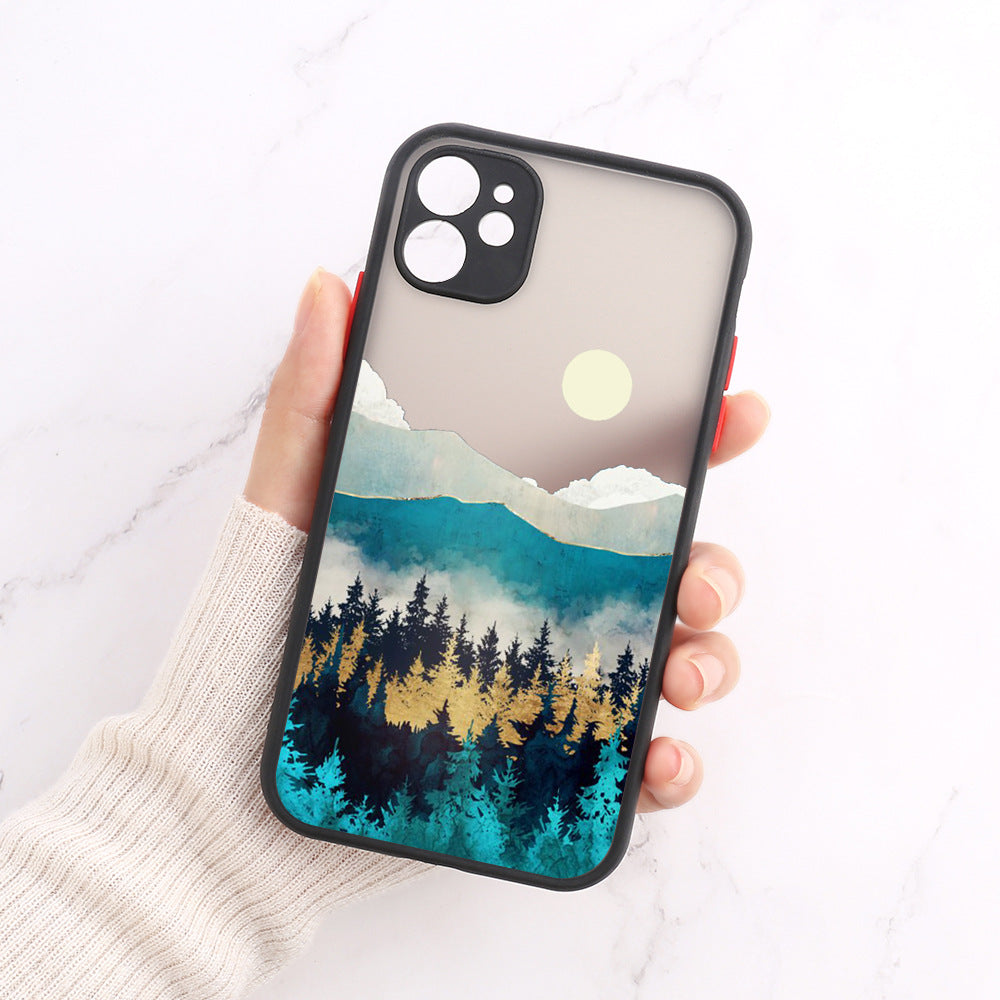 Flower Anti Drop Black Skin Feel Phone Case