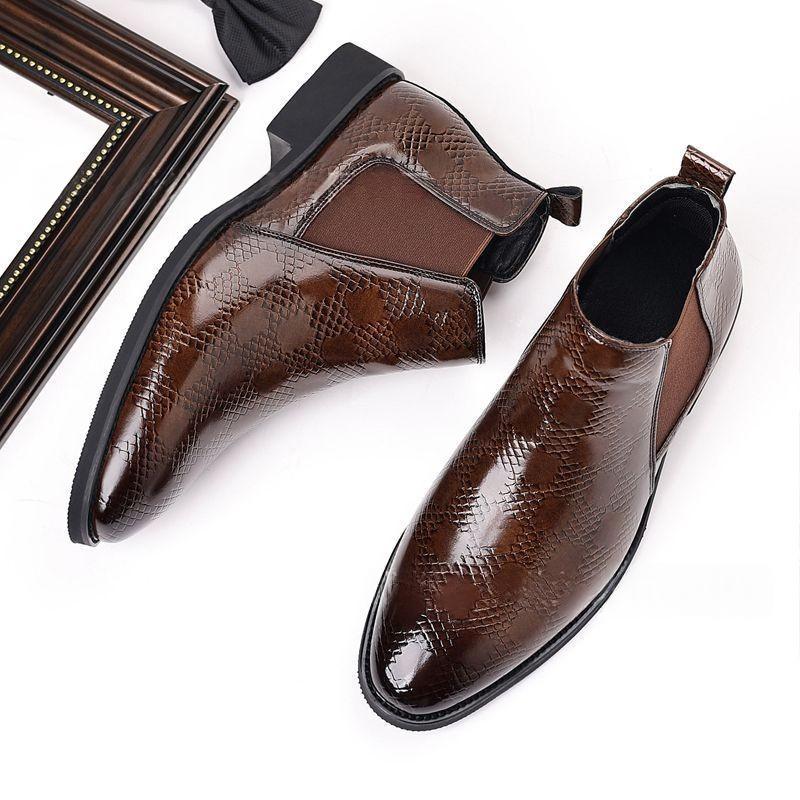 Bottes en cuir pointu de style britannique pour hommes