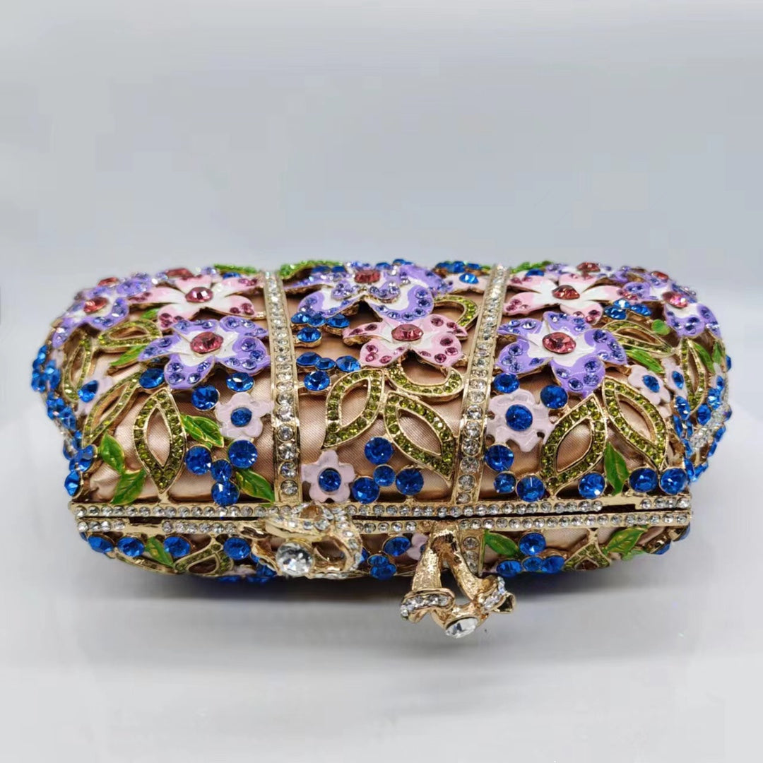 Dripping Oil Diamond Soiring Bag Enamel Color Flower Clutch