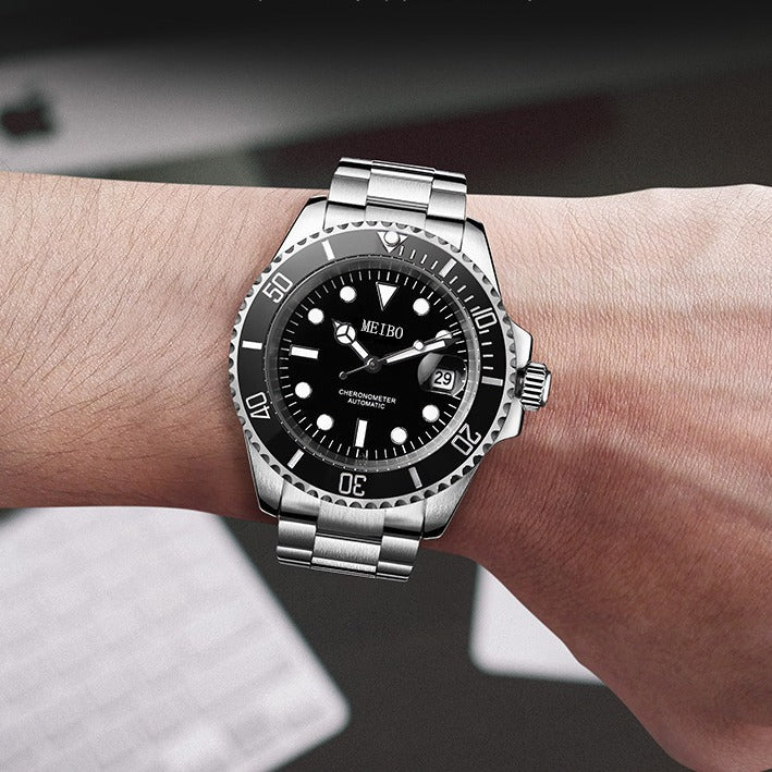Magnification du calendrier de verre hommes montre avec une sangle en acier